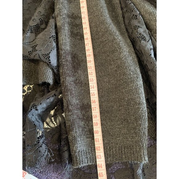 Suzy Shier Grey Cardigan Black Lace Formal Women’s Large - Picture 9 of 10